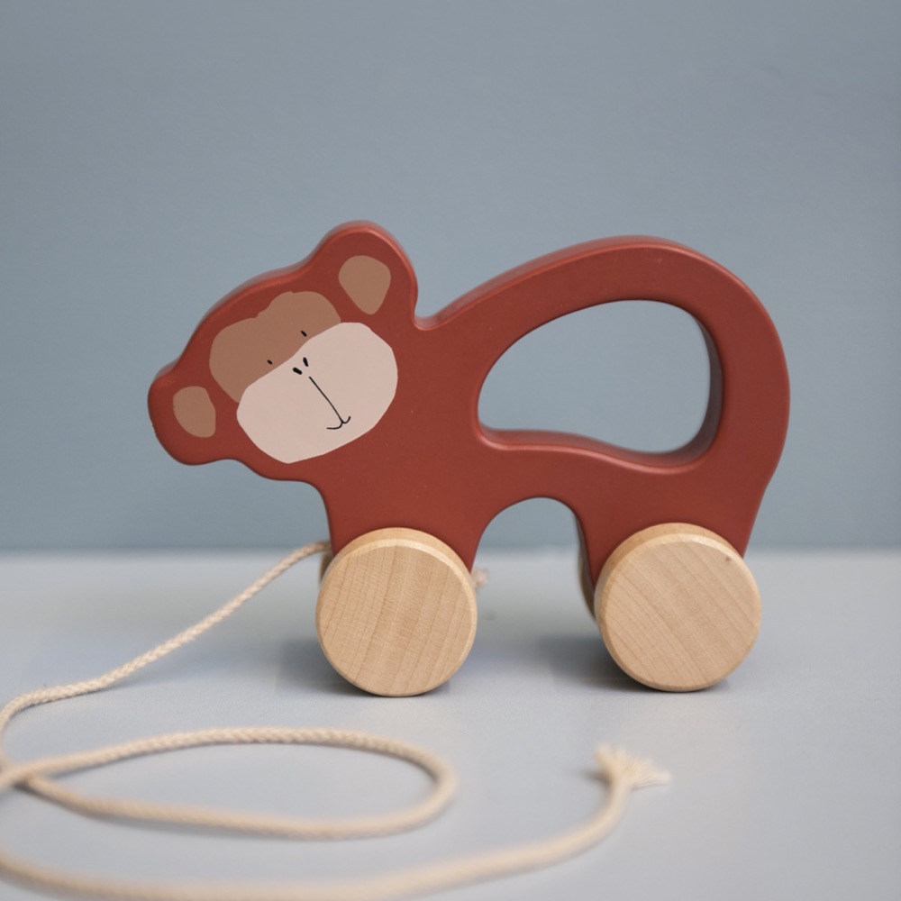 Wooden pull along toy - Mr. Monkey